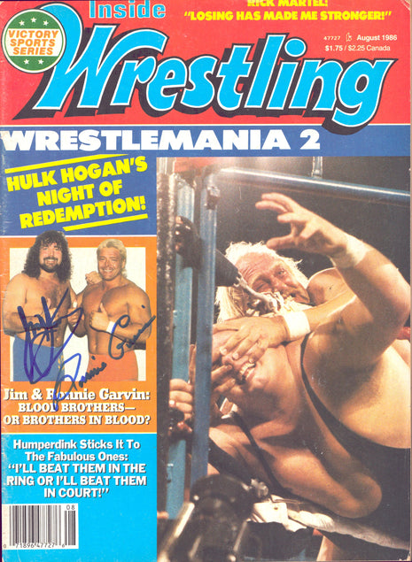 Ronnie Garvin & Jimmy Garvin dual signed Inside Wrestling Magazine August 1986