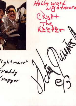 Freddy Krugger, Crypt the Keeper & Victor Quinones triple signed Japanese Shikishi Board