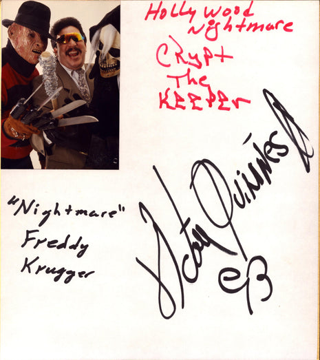 Freddy Krugger, Crypt the Keeper & Victor Quinones triple signed Japanese Shikishi Board