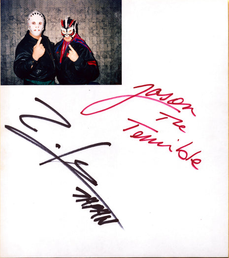 Jason the Terrible & Winger dual signed Japanese Shikishi Board