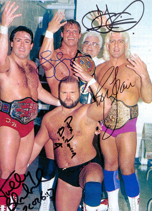 Lex Luger, Ric Flair, Arn Anderson, Tully Blanchard & JJ Dillon multi-signed 8x10 Photo