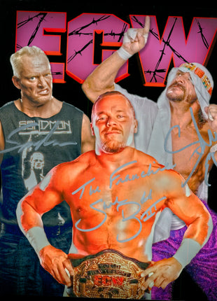 Sandman, Shane Douglas & Sabu triple signed 8x10 Photo