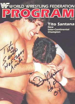 Tito Santana & Don Muraco dual signed WWF Program Volume 110 *BLACK/BLACK*