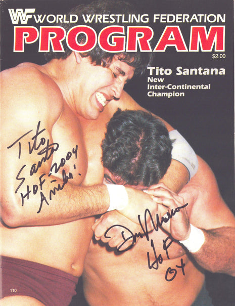 Tito Santana & Don Muraco dual signed WWF Program Volume 110 *BLACK/BLACK*