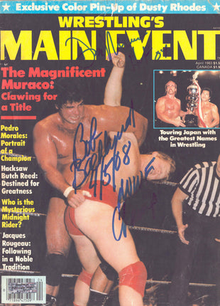 Bob Backlund & Don Muraco dual signed Wrestling's Main Event Magazine April 1983