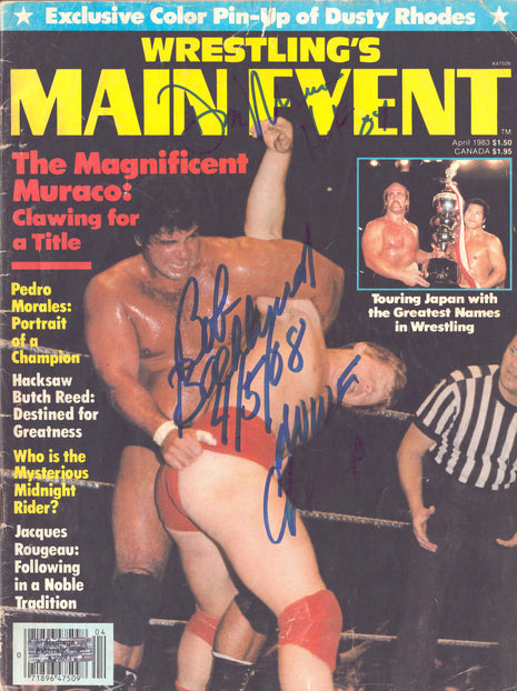 Bob Backlund & Don Muraco dual signed Wrestling's Main Event Magazine April 1983