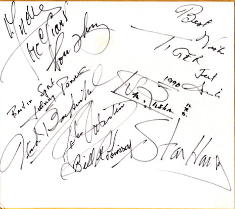Andre the Giant, Lou Thesz, Johnny Powers, Nick Bockwinkel, Johnny Valentine, Bill Robinson, Tiger Jeet Singh, William Ruska & Stan Hansen multi-signed Japanese Shikishi Board