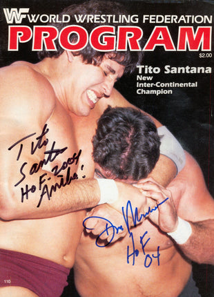 Tito Santana & Don Muraco dual signed WWF Program Volume 110 *BLACK/BLUE*