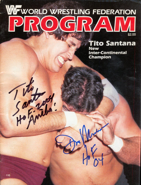Tito Santana & Don Muraco dual signed WWF Program Volume 110 *BLACK/BLUE*