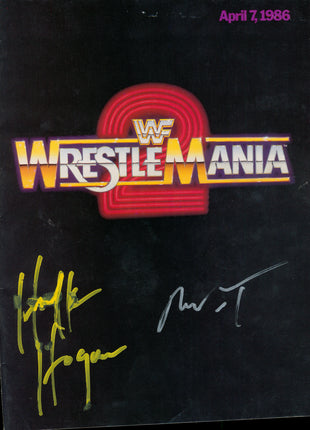 Mr T & Hulk Hogan dual signed WWF WrestleMania 2 Program (w/ Beckett) *SMEARED*