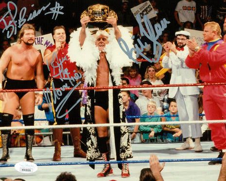 Ric Flair, The Mountie & Ted DiBiase triple signed 8x10 Photo (w/ JSA)