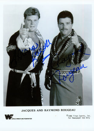 Jacques Rougeau & Raymond Rougeau dual signed 8x10 Photo