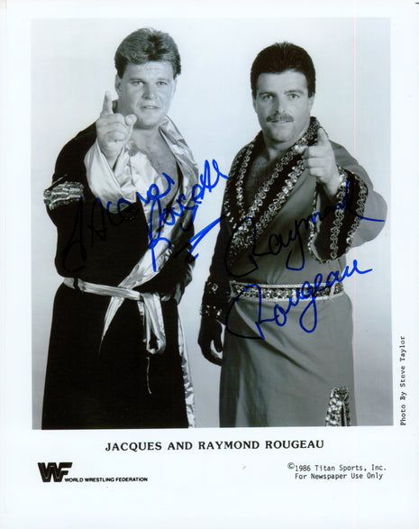 Jacques Rougeau & Raymond Rougeau dual signed 8x10 Photo