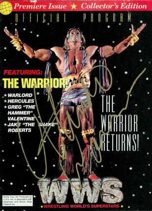Ultimate Warrior signed Wrestling Worlds Superstar Program 1993