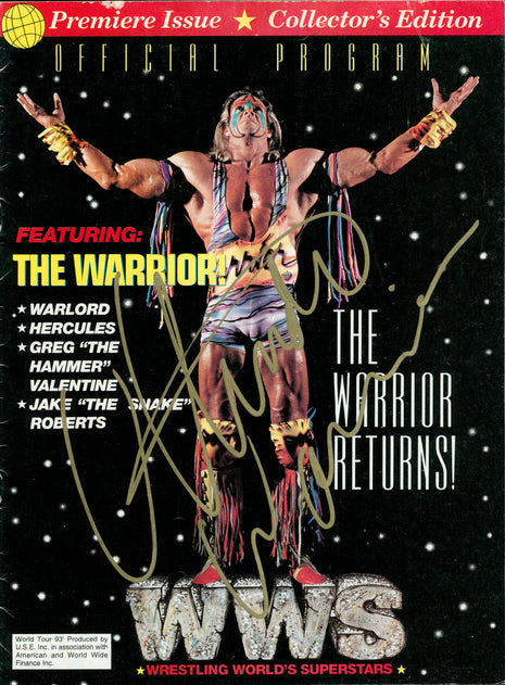 Ultimate Warrior signed Wrestling Worlds Superstar Program 1993