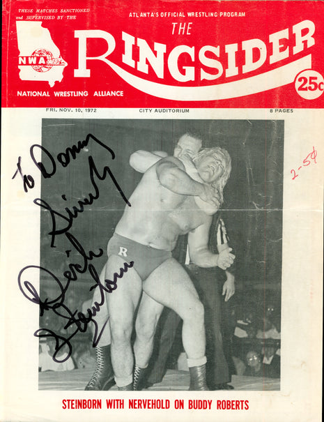 Dick Steinborn signed The Ringsider Program November 10 1972