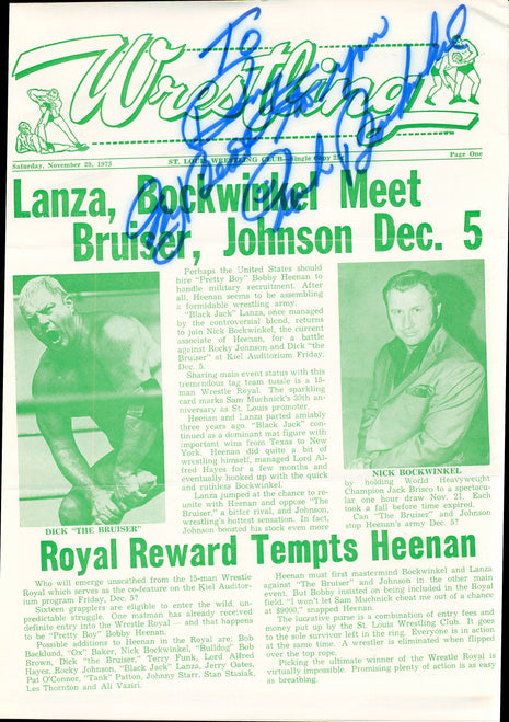 Nick Bockwinkel signed Wrestling Program November 29 1975