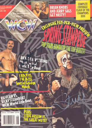 Sting & Rick Rude dual signed WCW Magazine June 1994