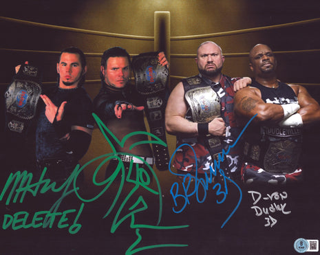 Bubba Ray Dudley, D-Von Dudley, Jeff Hardy & Matt Hardy multi-signed 11x14 Photo (w/ Beckett)