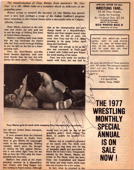 Gino Hernandez & Tony Marino dual signed Magazine Page
