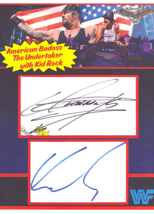 Undertaker & Kid Rock dual signed Jumbo Custom Thick 8x10 Card (w/ JSA)