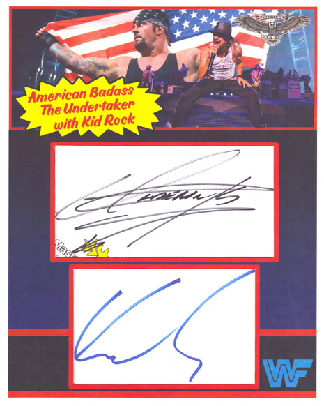 Undertaker & Kid Rock dual signed Jumbo Custom Thick 8x10 Card (w/ JSA)