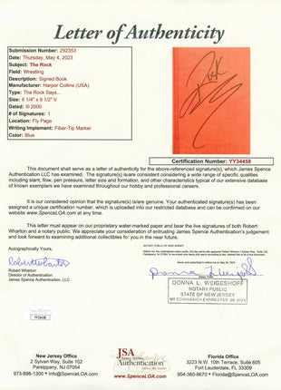 The Rock signed Rock Says Autobiography Book (w/ JSA)