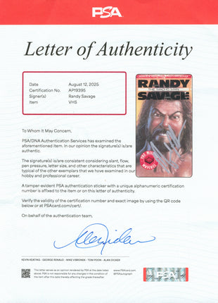 Macho Man Randy Savage signed Randy Savage VHS Tape (w/ PSA)