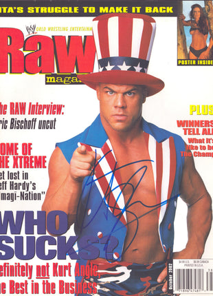 Kurt Angle signed WWE Raw Magazine October 2002