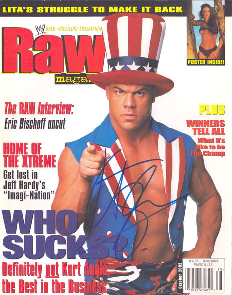 Kurt Angle signed WWE Raw Magazine October 2002