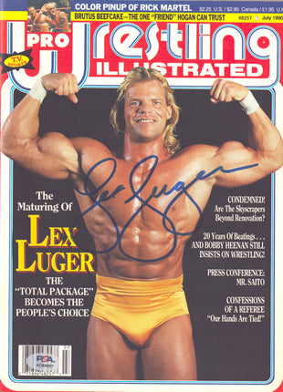 Lex Luger signed Pro Wrestling Illustrated Magazine July 1990 (w/ PSA)