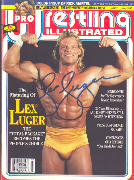 Lex Luger signed Pro Wrestling Illustrated Magazine July 1990 (w/ PSA)