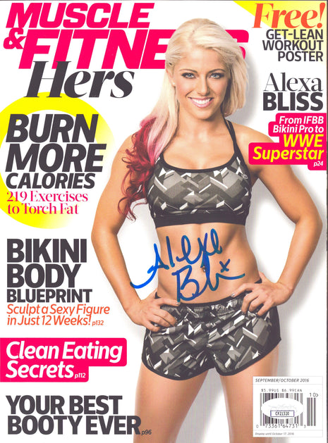 Alexa Bliss signed Muscle & Fitness Hers Magazine September/October 2016 (w/ JSA)
