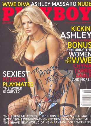 Ashley Massaro signed Playboy Magazine April 2007 *TO ANDREW* (18+ adults only)