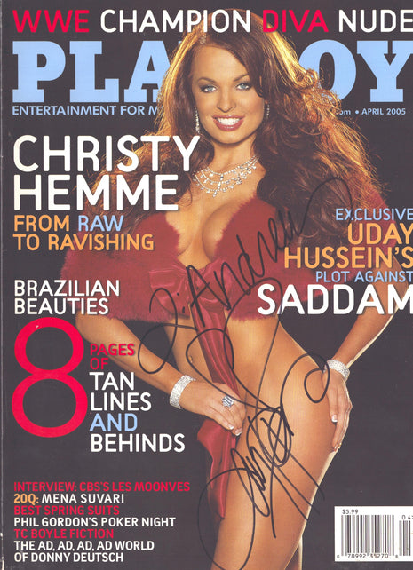 Christy Hemme signed Playboy Magazine April 2005 *TO ANDREW* (18+ adults only)
