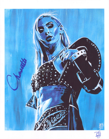 Charlotte Flair signed 11x14 Schamberger Art