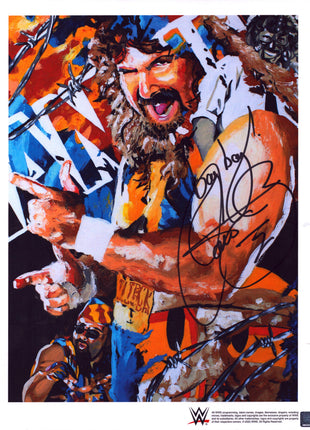 Mick Foley signed 11x14 Schamberger Art
