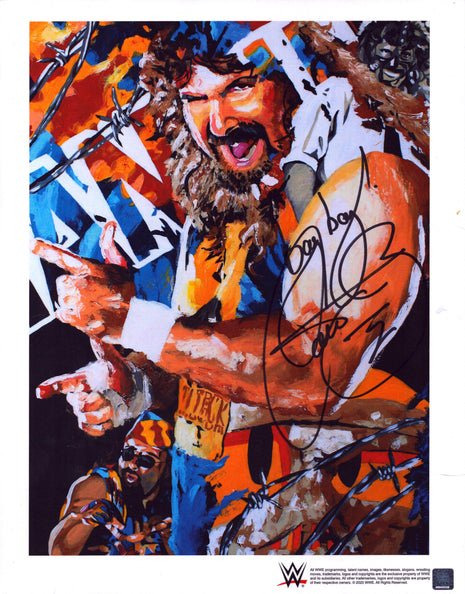 Mick Foley signed 11x14 Schamberger Art