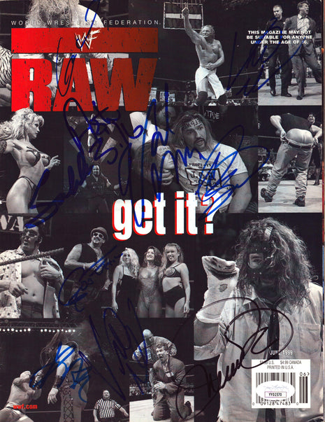 Vince McMahon, Steve Austin & others multi-signed WWF Raw Magazine June 1999 (w/ JSA)