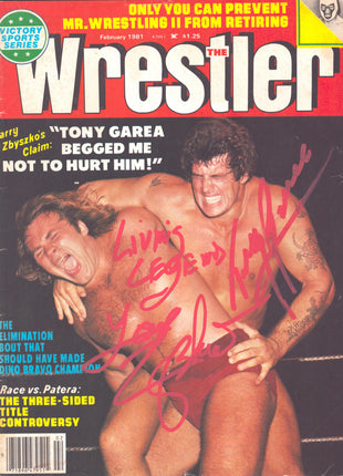 Larry Zbyszko & Tony Garea dual signed The Wrestler Magazine February 1981