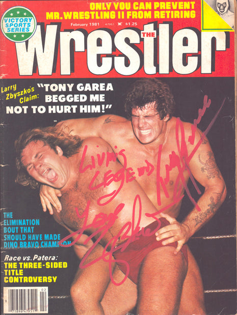 Larry Zbyszko & Tony Garea dual signed The Wrestler Magazine February 1981
