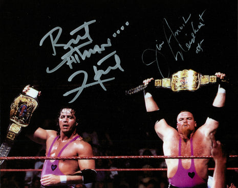 Bret Hart & Jim Neidhart dual signed 8x10 Photo