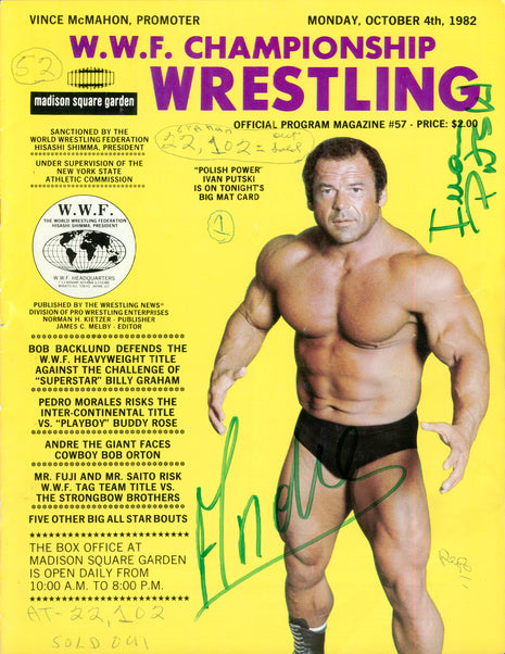 Andre The Giant & others multi-signed WWF Championship Wrestling Program (w/ PSA)