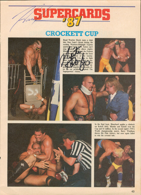 Hawk & Nikita Koloff dual signed Magazine Page