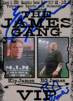 Earl Hebner & BG James dual signed VIP Badge