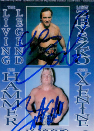 Larry Zbyszko & Greg Valentine dual signed VIP Badge