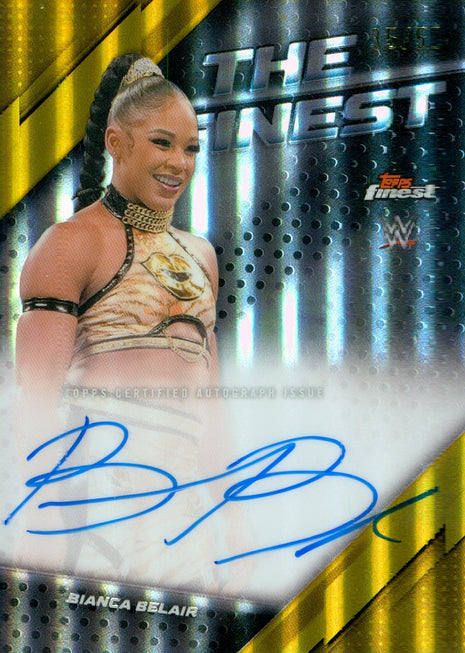 Bianca Belair signed 2025 Topps Finest WWE Trading Card #35/50