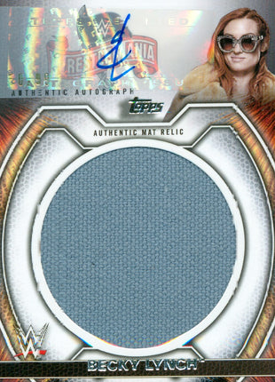 Becky Lynch signed 2021 Topps Undisputed Mat Relic Autographed WWE Trading Card #50/99