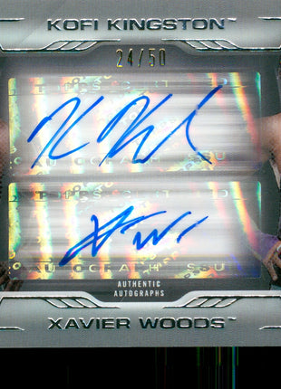 Kofi Kingston & Xavier Woods dual signed 2021 Topps Undisputed WWE Trading Card #24/50