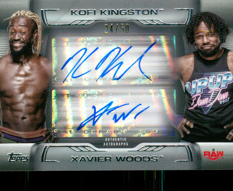 Kofi Kingston & Xavier Woods dual signed 2021 Topps Undisputed WWE Trading Card #24/50